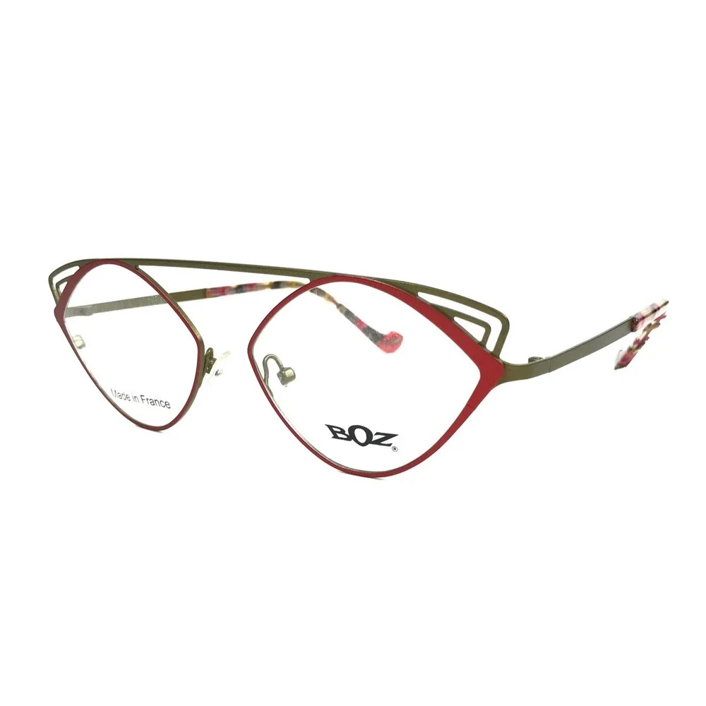BOZ by J.F. Rey Eyeglasses Frames NIKI 3540 Red Khaki Green Wire Rim 55-15-140